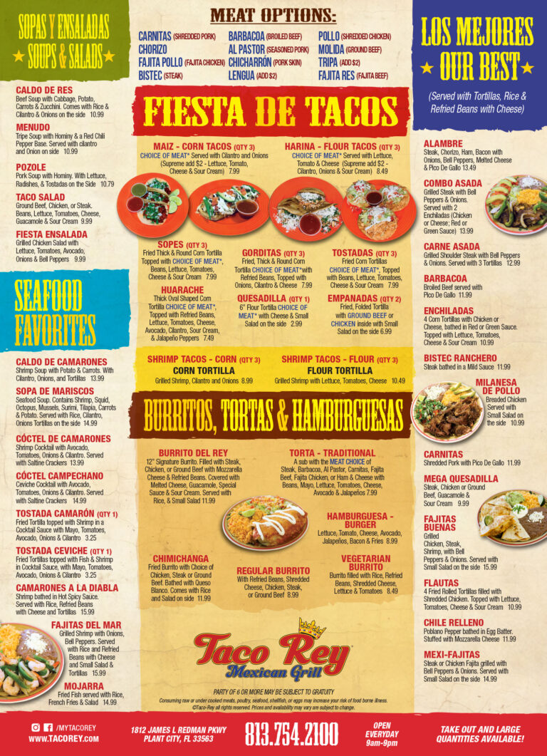 MENU Taco Rey Mexican Grill